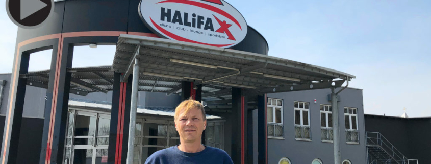 Frankenfarm-Geschäftsführer Jürgen Stübinger vor seinem neuen Catering-Großprojekt im ehemaligen Halifax.