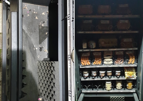 Der gesprengte Automat der Metzgerei Leipold in Bad Berneck. Foto: privat / Montage: Redaktion
