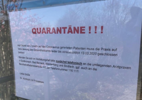 Coronavirus im Landkreis Bayreuth. Zwei Patienten positiv getestet. Foto: Frederik Eichstädt