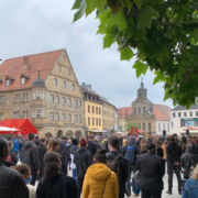 Demonstration in Bayreuth: Am Samstag (8. Januar 2022) wird gegen den Kohleabbau in Lützerath (NRW) protestiert. Symbolfoto: Katharina Adler