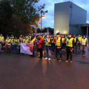 Um die 100 Mitarbeiter des Milchhofs Bayreuth haben am Mittwoch (7.10.2020) gestreikt. Foto: NGN