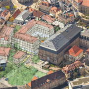 Ein erster Entwurf: So könnte die Innenstadt in Bayreuth aussehen. Foto: Google Earth, Prof. Burgstaller / ehret+klein