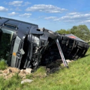 Auf der A72 bei Hof kam es zu einem schweren Lkw-Unfall. Bild: NEWS5/Fricke