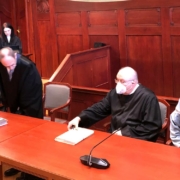 Felix S. (li.) und Hannah S. (re.) bei der Urteilsverkündung am Landgericht Bayreuth am 23. Januar 2023. Foto: Johannes Pittroff