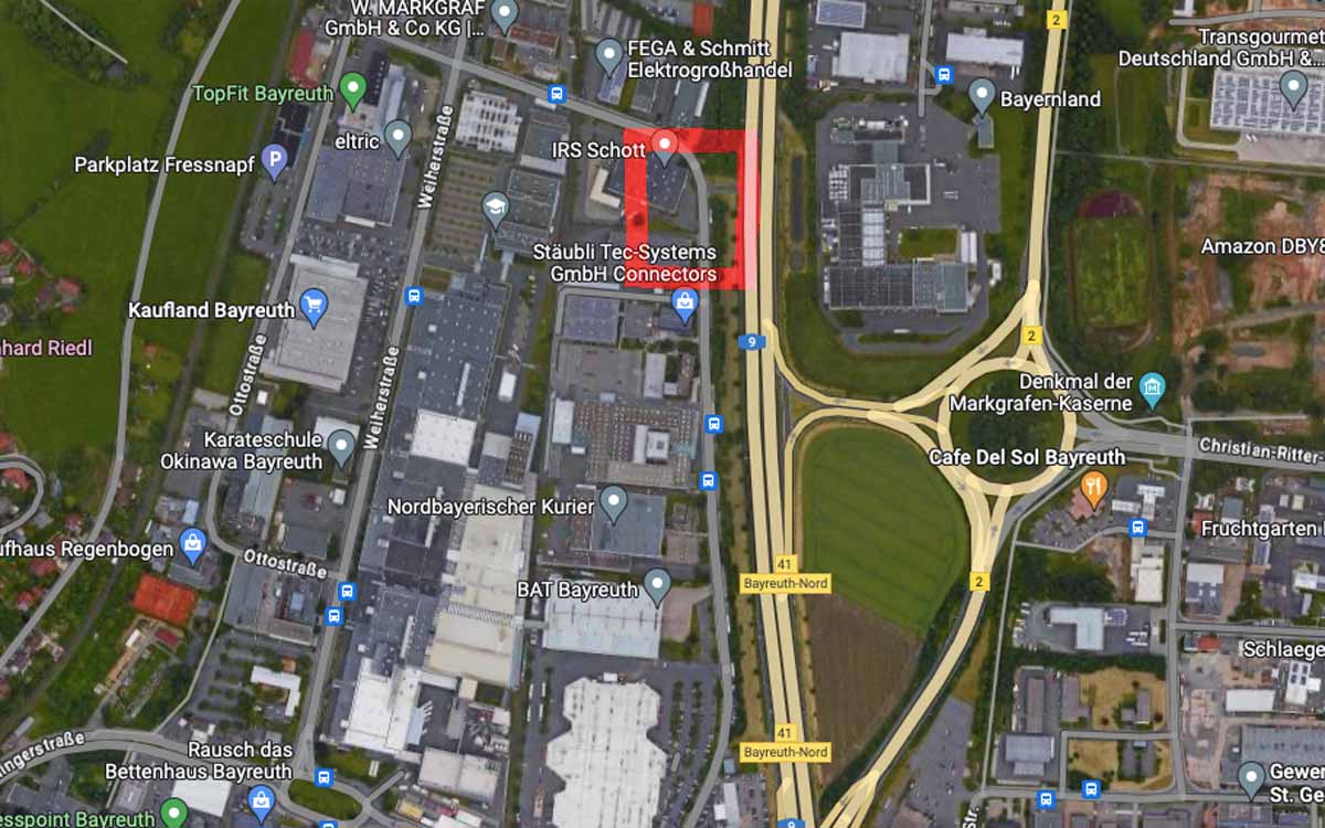 In diesem Bereich ist die Behelfs-Ausfahrt geplant. Bild: Google Maps