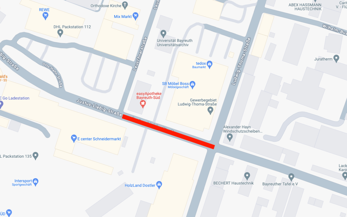 Sperrung der Justus-Liebig-Straße von Anfang März bis Juni 2024 Bild: bt-Redaktion