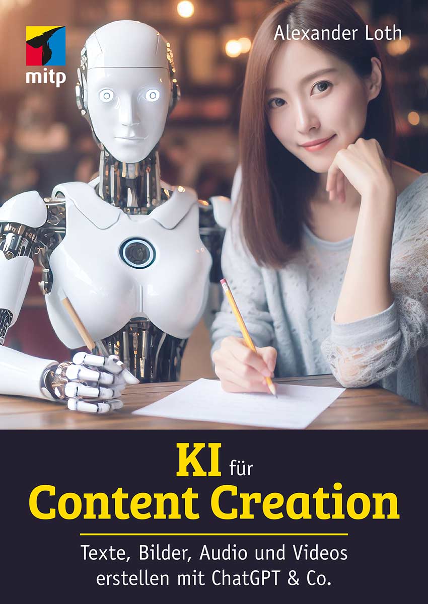 Ob Texte, Bilder, Videos oder Audio – in diesem Buch findet man die Antworten zur Content Creation mit KI. © mitp.de