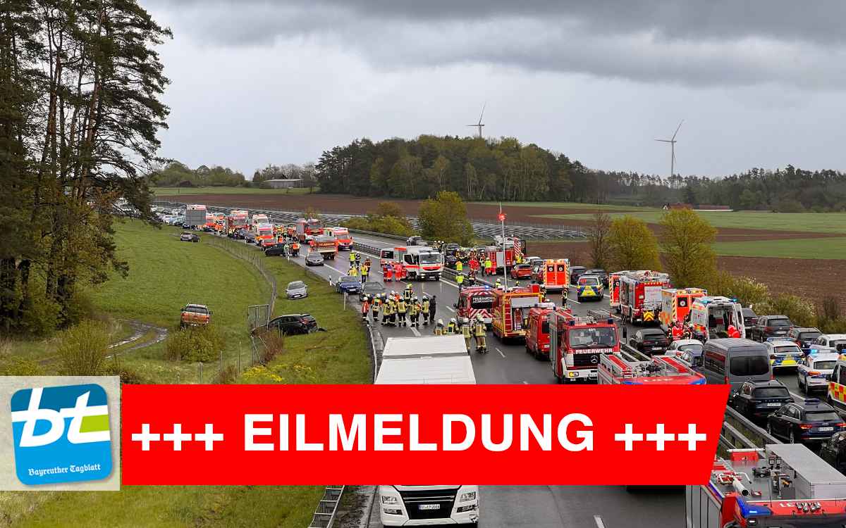 Bei einer Massenkarambolage aufder A70 im Landkreis Kulmbach wurden etwa 20 Personen verletzt. Foto: NEWS5 / DESK