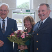Innenminister Joachim Herrmann (l.) mit Polizeipräsident Armin Schmelzer und Ehefrau Petra Schmelzer. Foto: Zhi Chai